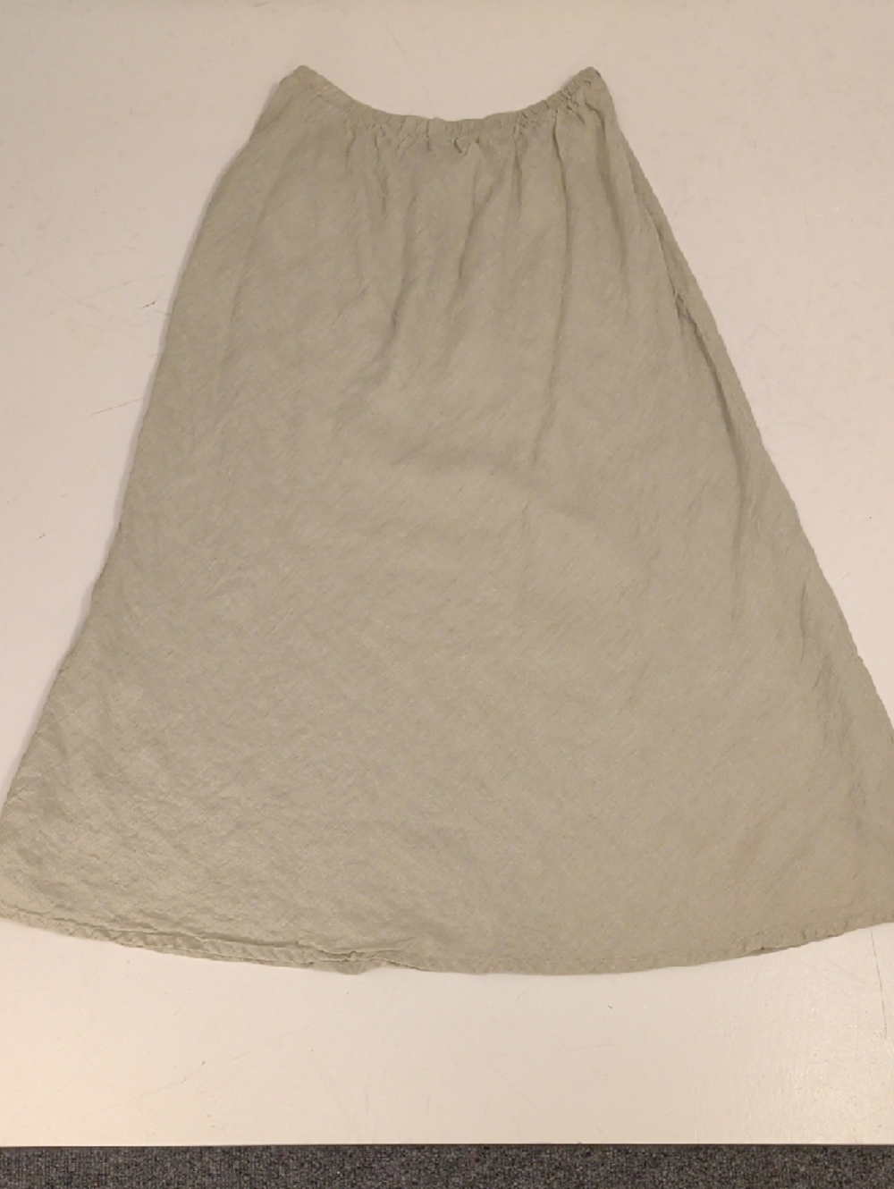 Flax 100% Linen 38" Long Skirt Bias Cut Sage Green Neutral Natural Fiber - Picture 8 of 9